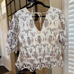 By Anthropologie Eyelet Blouse - Cream